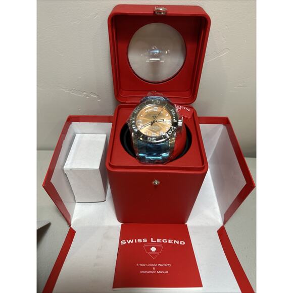 NEW RARE Swiss Legend Automatic Men’s Watch SL-90020-99 Orange w/ Winder Case main image 14